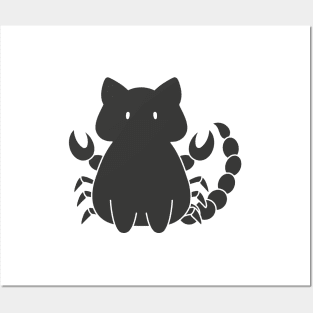 Scorpio Cat Zodiac Sign (Black and White) Posters and Art